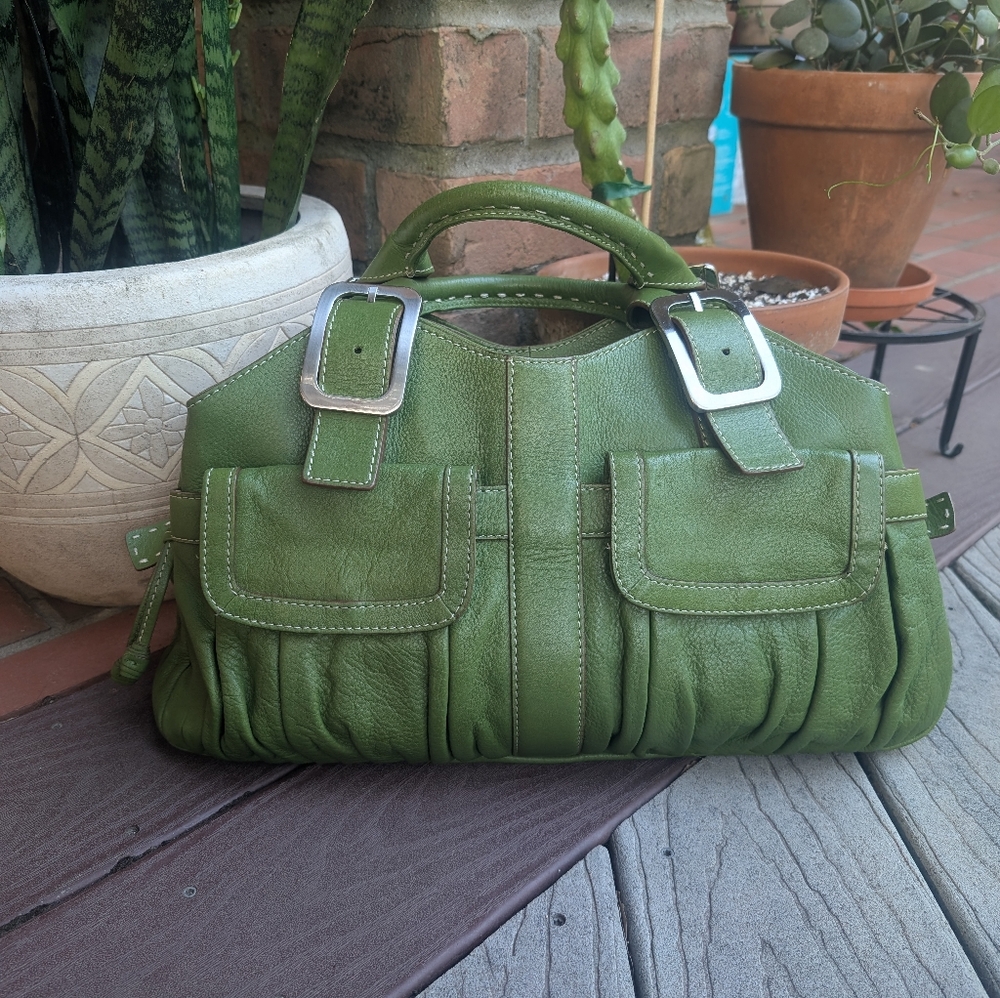 NEW Vintage Cole Haan Purse Hobo Shoulder Bag In Green 90's Y2K